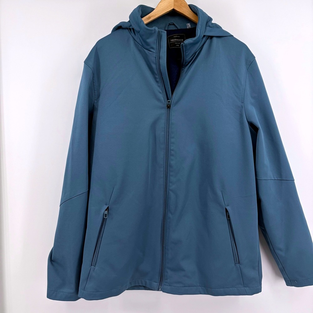 7Diamonds Sable Hooded‎ Softshell Jacket Blue Grey JKT-8233 Mens Large L